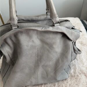Free People Leslie chic Light blue/ Gray Leather Tote Bag